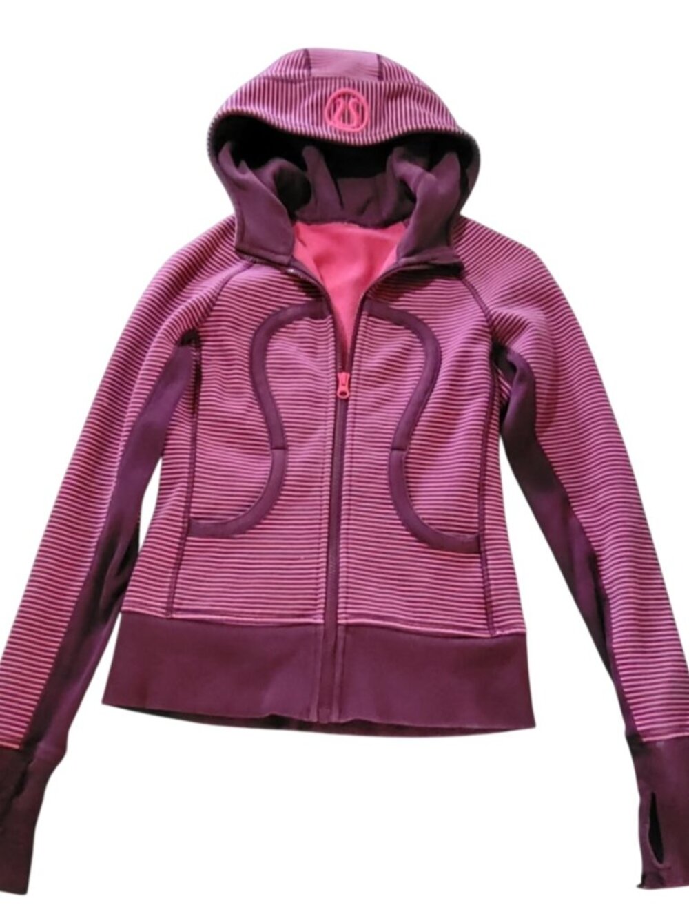 XS Lululemon Zipped Hoodie Pink & Burgundy